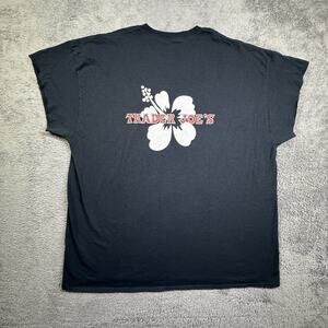 Trader Joes Men's Crew Neck XXL Shirt Black Hibiscus Short Sleeve Employee Crew